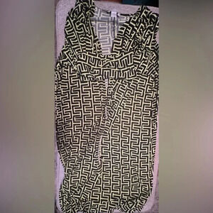 curvy girl women’s long sleeve‎ cardigan patterned lime green and black 4xl NWOT